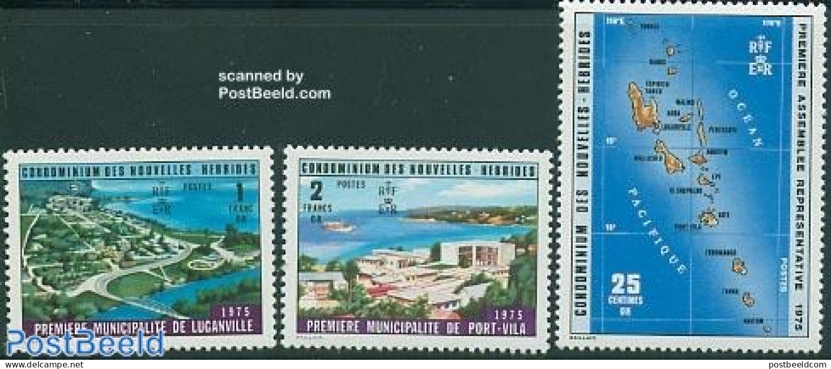 New Hebrides 1976 Assembly 3v F, Mint NH, Various - Maps - Unused Stamps