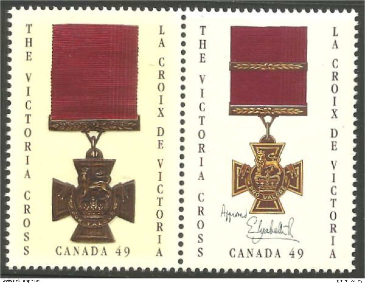Canada Croix Victoria Cross Se-tenant Pair MNH ** Neuf SC (C20-66ab) - Militares