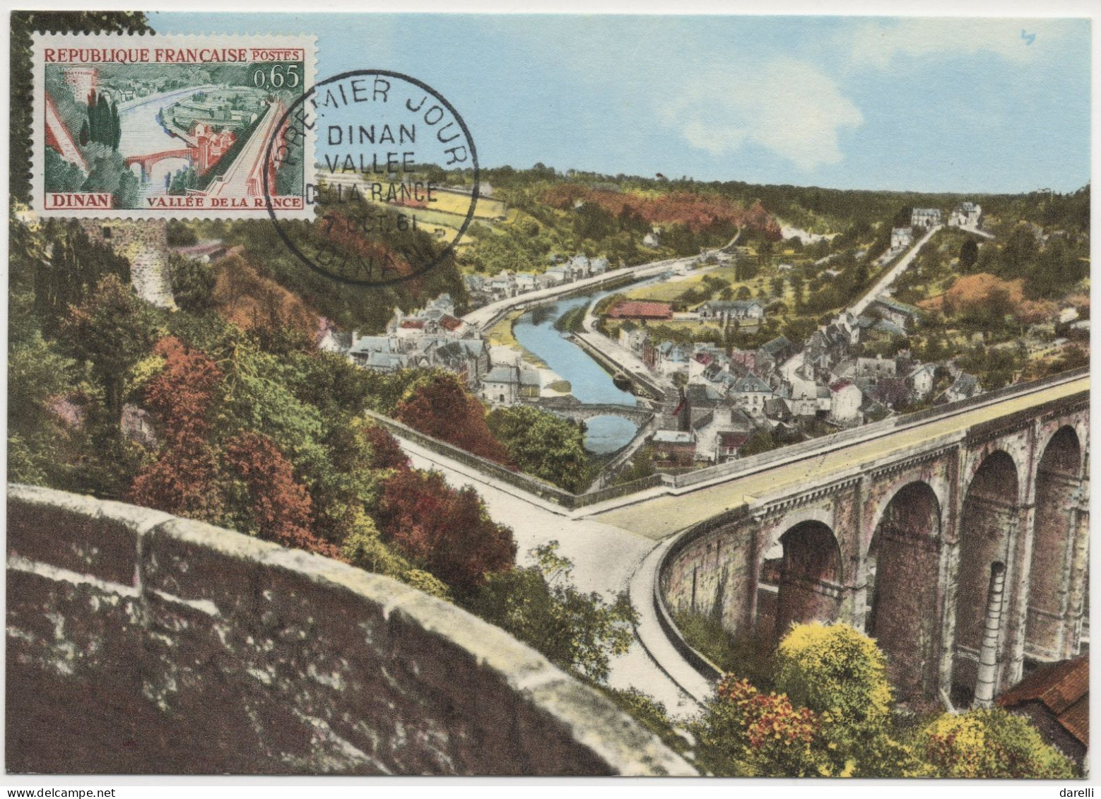 Carte Maximum 1961 -  Dinan - Vallée De La Rance -  YT 1315 -  Dinan - 1960-1969