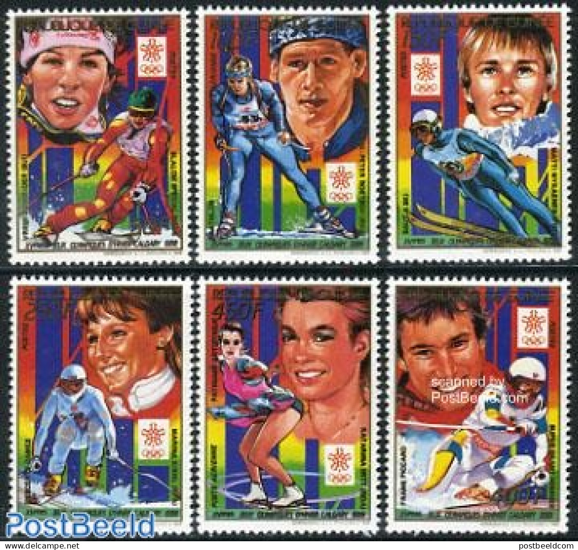 Guinea, Republic 1988 Olympic Winter Winners 6v, Mint NH, Sport - Olympic Winter Games - Skating - Skiing - Ski