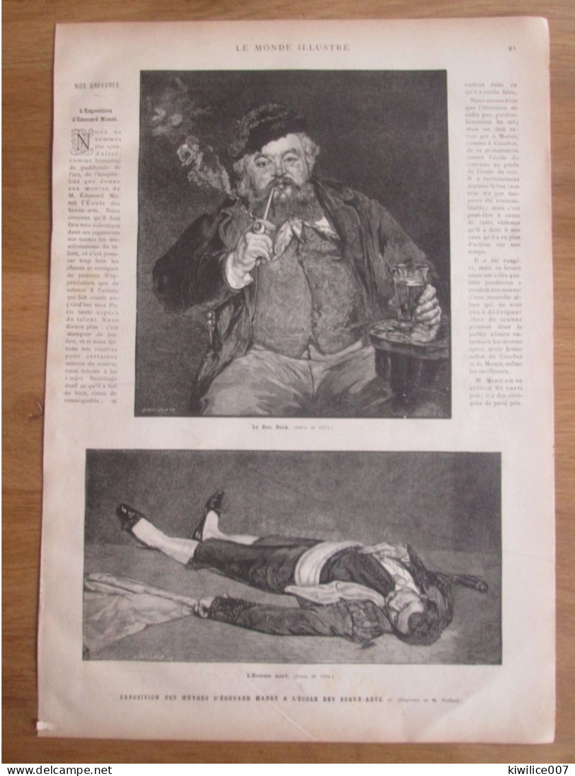 1884  Gravure EDOUARD MANET Le Bon Bock  L Homme Mort - Unclassified