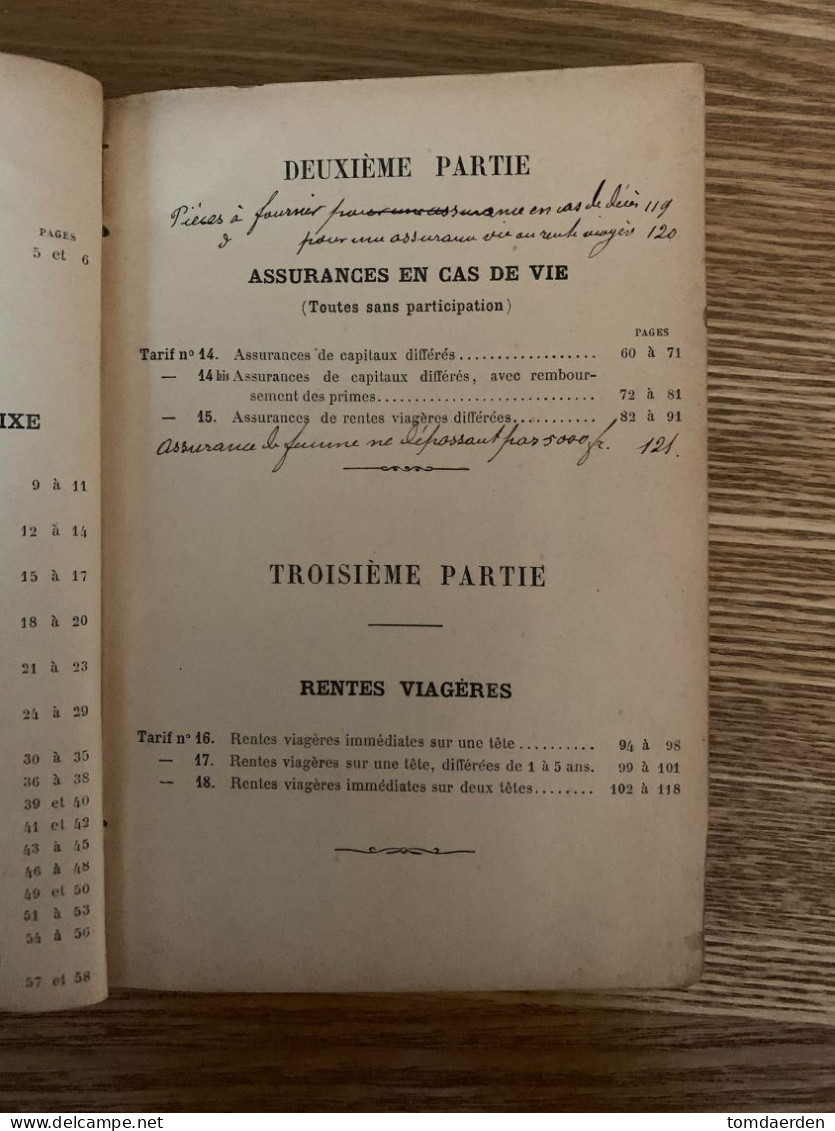 Livre Tarifs La Foncière Compagnie Anonyme D'assurances - Rue Louis Le Grand 17 Paris 1896 - Ohne Zuordnung