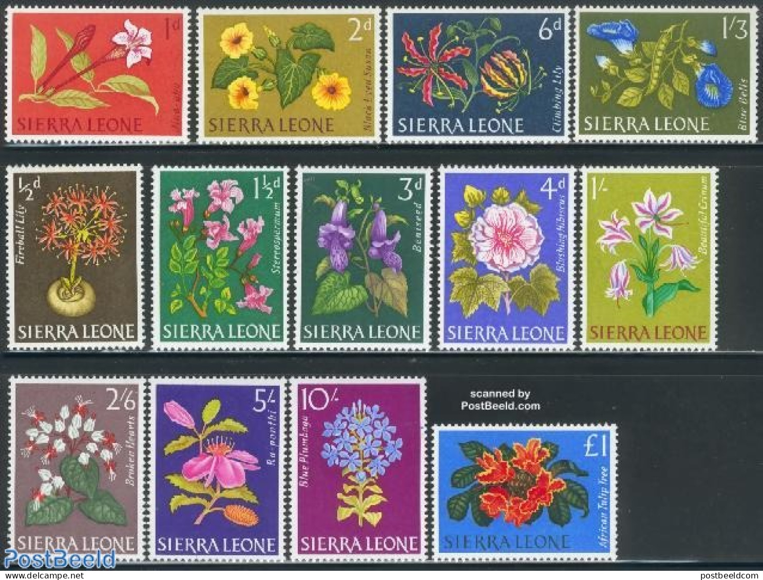 Sierra Leone 1963 Definitives, Flowers 13v, Unused (hinged), Nature - Flowers & Plants - Autres & Non Classés
