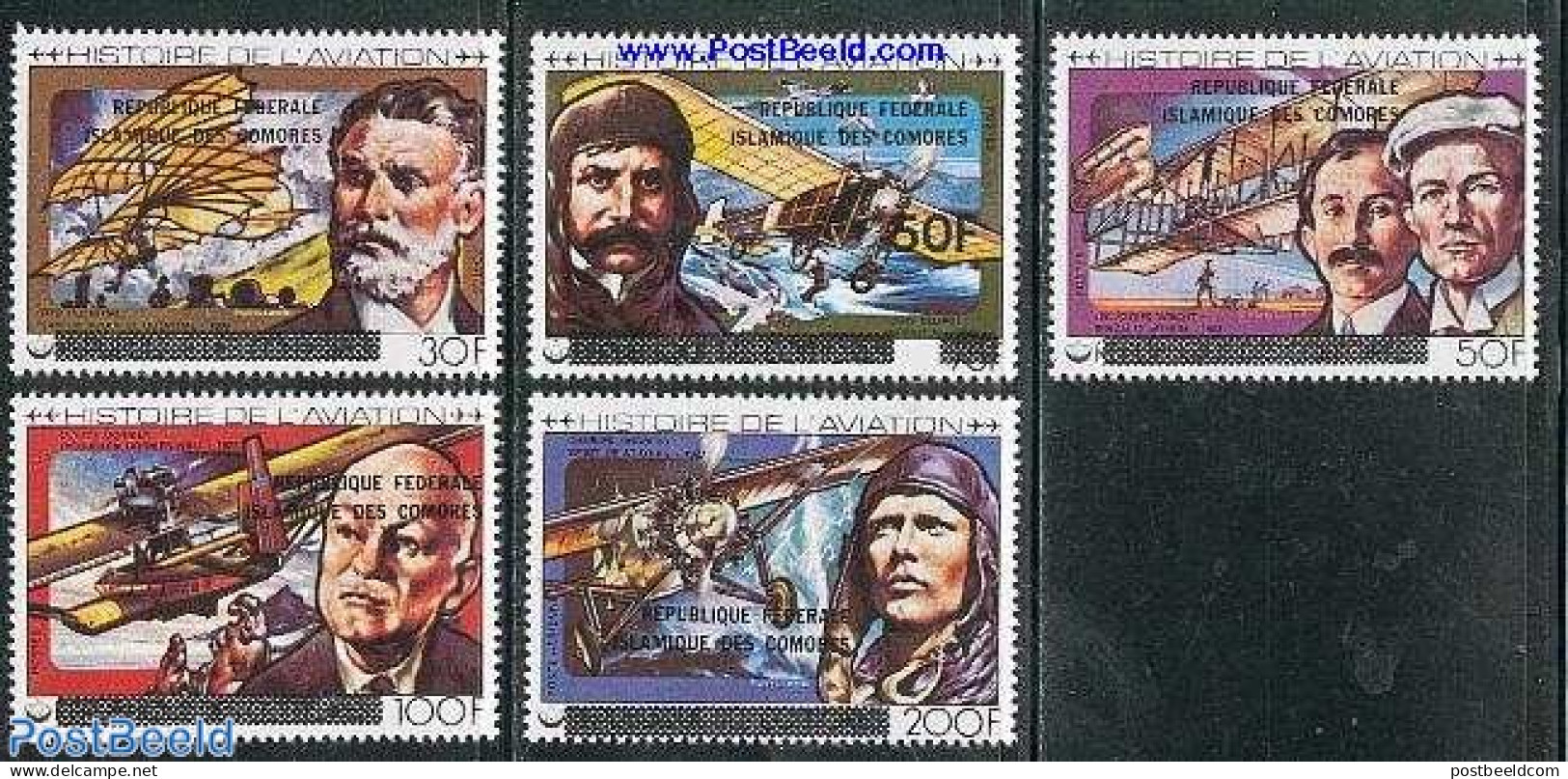 Comoros 1979 Aviation Overprints 5v, Mint NH, Transport - Aircraft & Aviation - Flugzeuge