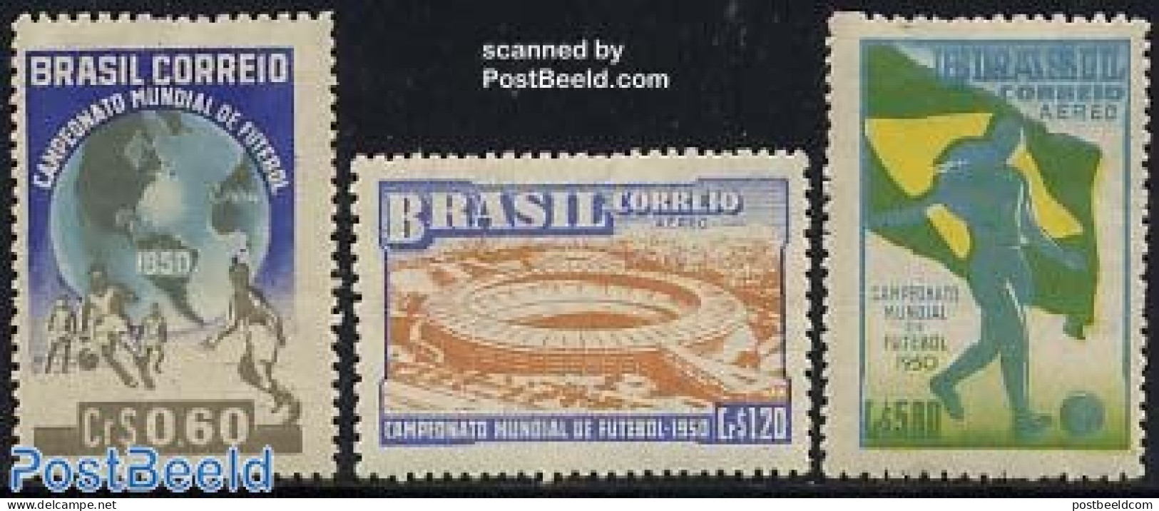 Brazil 1950 World Cup Football 3v, Mint NH, Sport - Football - Ungebraucht