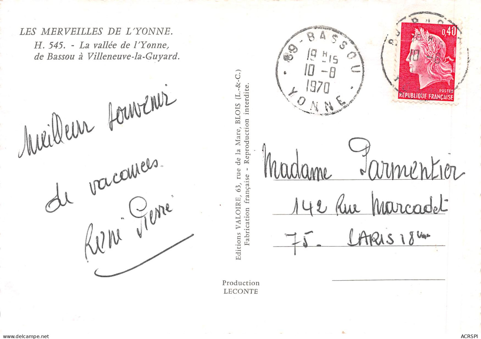 VILLENEUVE LA GUYARD à BASSOU La Vallée De L'Yonne  Diverses Vues  18 (scan Recto Verso)MG2868 - Villeneuve-la-Guyard