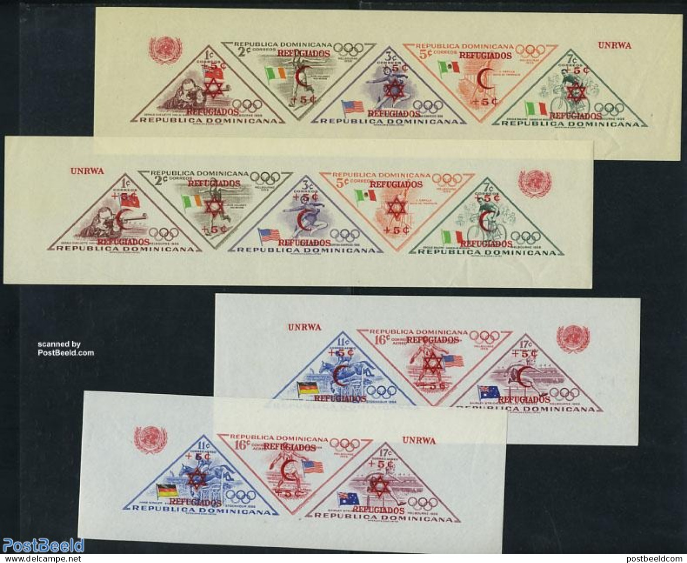 Dominican Republic 1958 Overprints 4 S/s Imperforated, Mint NH, Health - History - Nature - Sport - Red Cross - Refuge.. - Rode Kruis