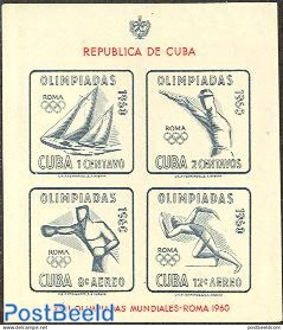 Cuba 1960 Olympic Games S/s, Mint NH, Sport - Boxing - Olympic Games - Sailing - Shooting Sports - Unused Stamps