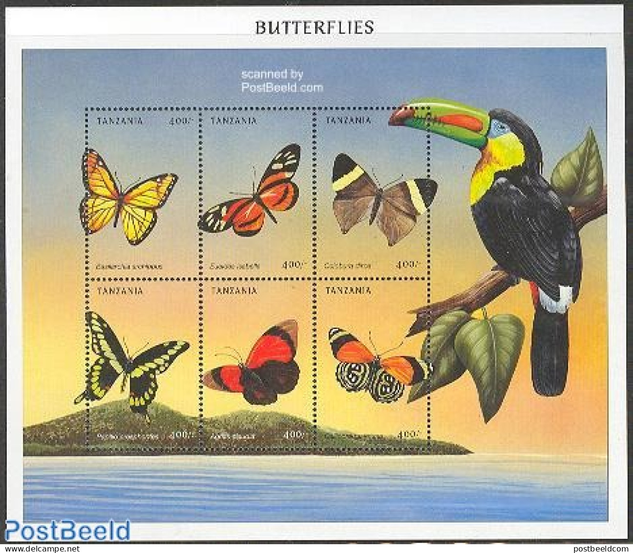 Tanzania 1999 Butterflies 6v M/s, Mint NH, Nature - Butterflies - Tanzania (1964-...)