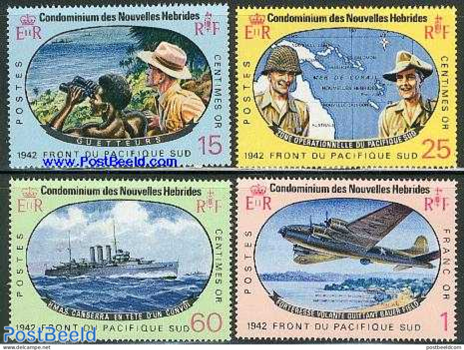 New Hebrides 1967 South Pacific Front 4v F, Mint NH, History - Transport - Various - Militarism - World War II - Aircr.. - Nuevos