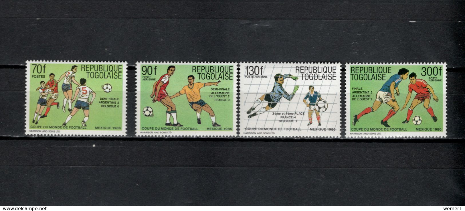 Togo 1986 Football Soccer World Cup Set Of 4 With Winners Overprint MNH - 1986 – Messico