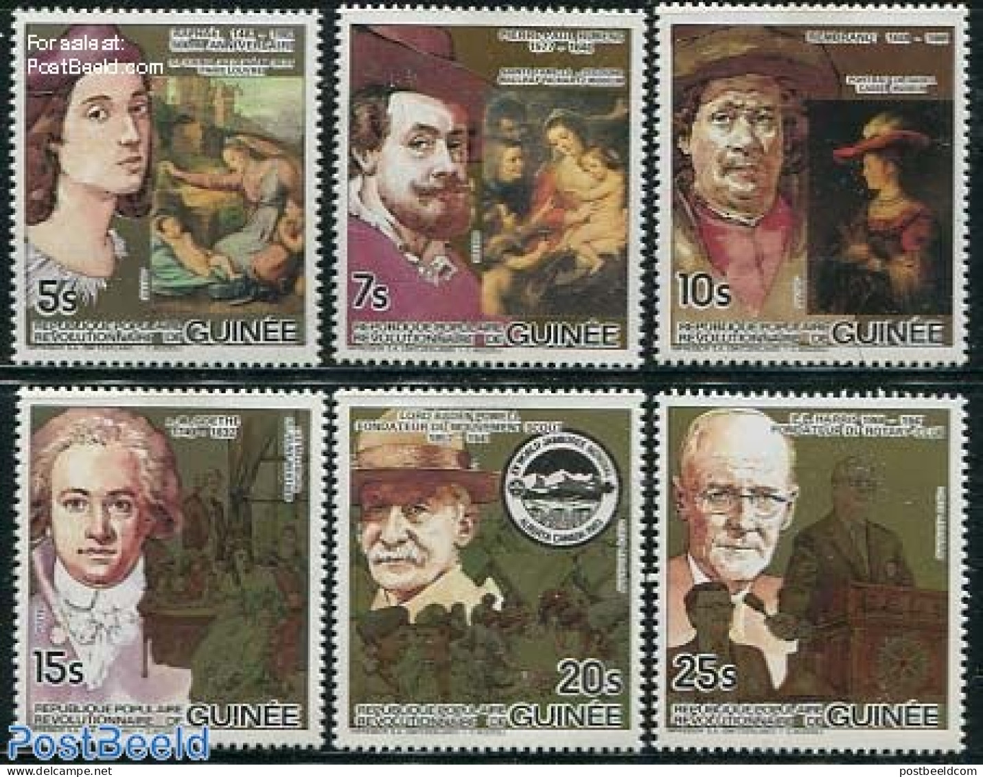 Guinea, Republic 1984 Famous Persons 6v, Mint NH, Sport - Various - Scouting - Rotary - Art - Authors - Paintings - Ra.. - Rotary, Lions Club