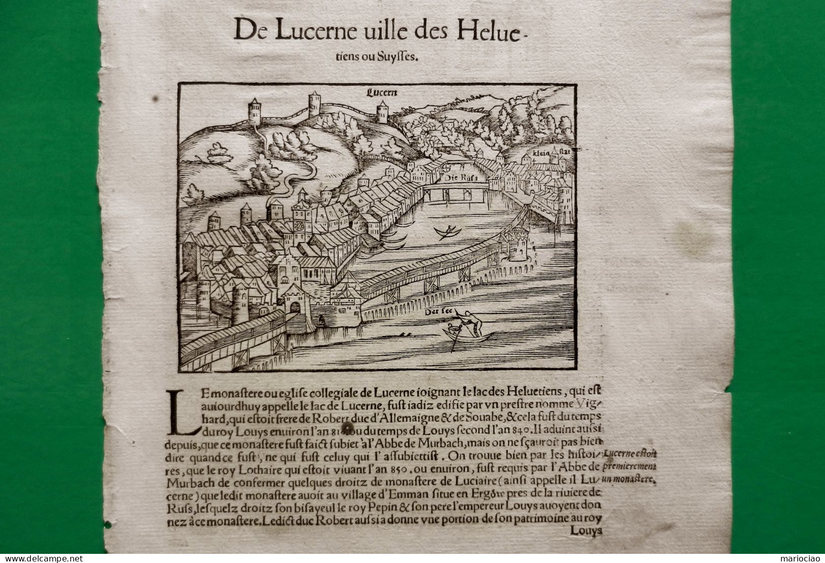 ST-CH LUCERN SUISSE Ville De Lucerne 1574~ Sebastian Munster - Cosmographia Universalis - Stiche & Gravuren