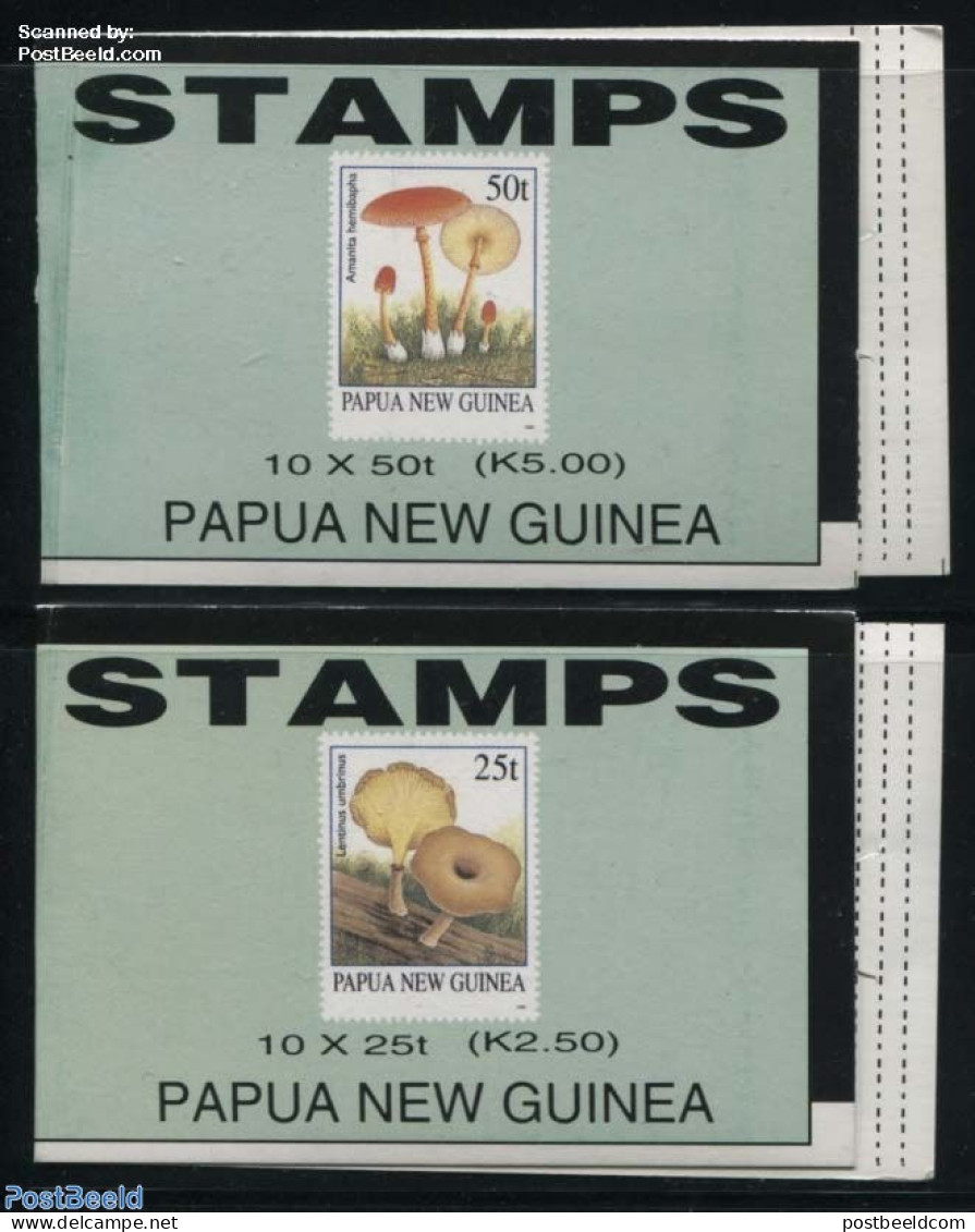 Papua New Guinea 1995 Mushrooms 2 Booklets, Mint NH, Nature - Mushrooms - Stamp Booklets - Mushrooms