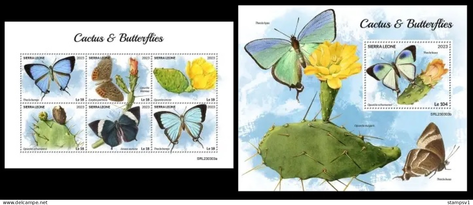 Sierra Leone  2023 Cactus & Butterflies. (303) OFFICIAL ISSUE - Butterflies