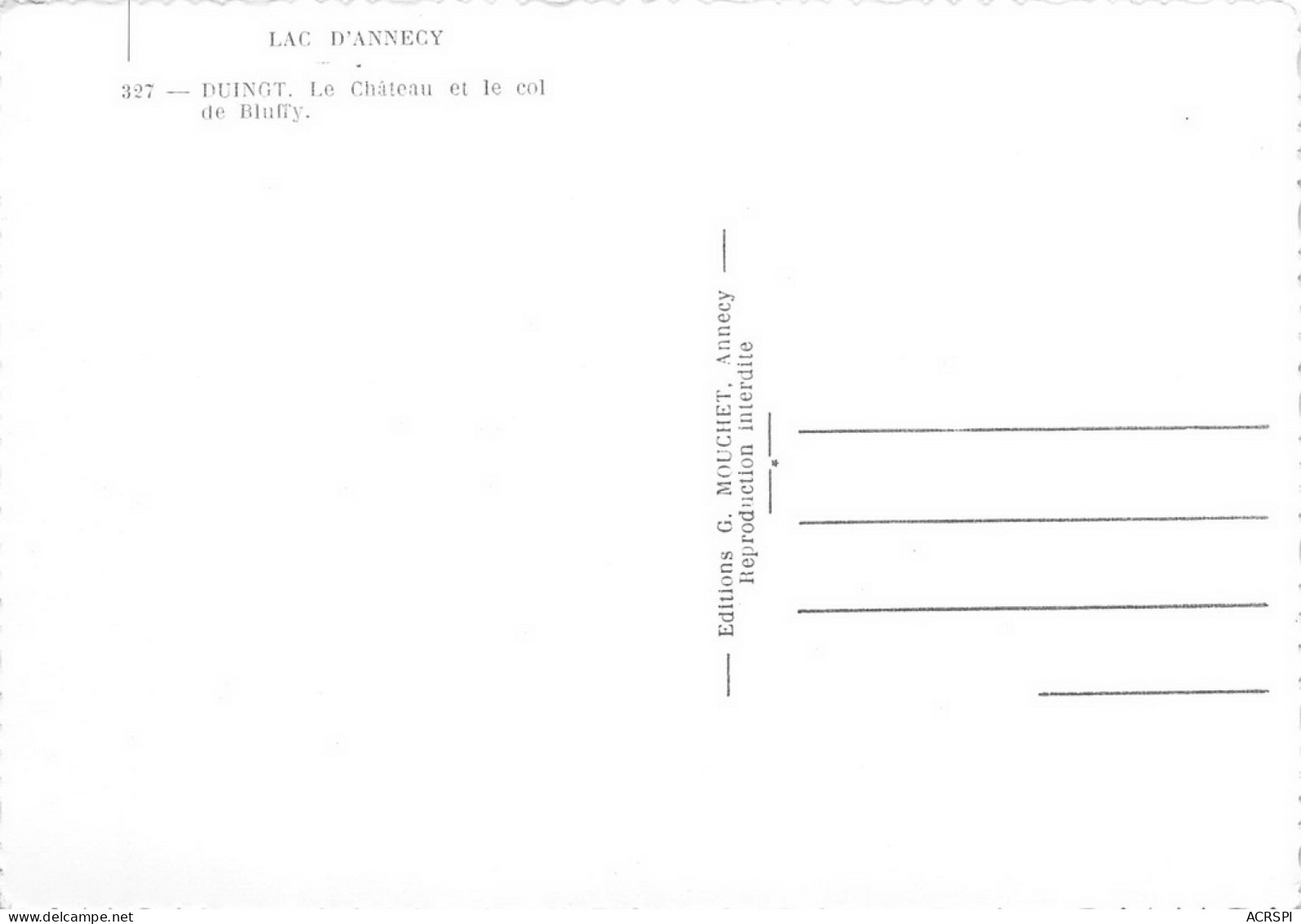 LAC ANNECY-  DUIGT  Le Chateau Et Le Col De Bluffy   27  (scan Recto Verso)MG2872VIC - Duingt