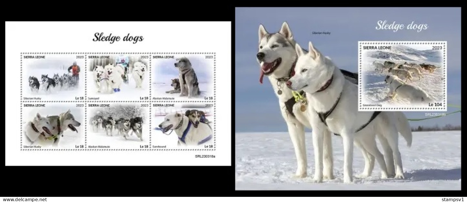 Sierra Leone  2023 Sledge Dogs. (318) OFFICIAL ISSUE - Cani