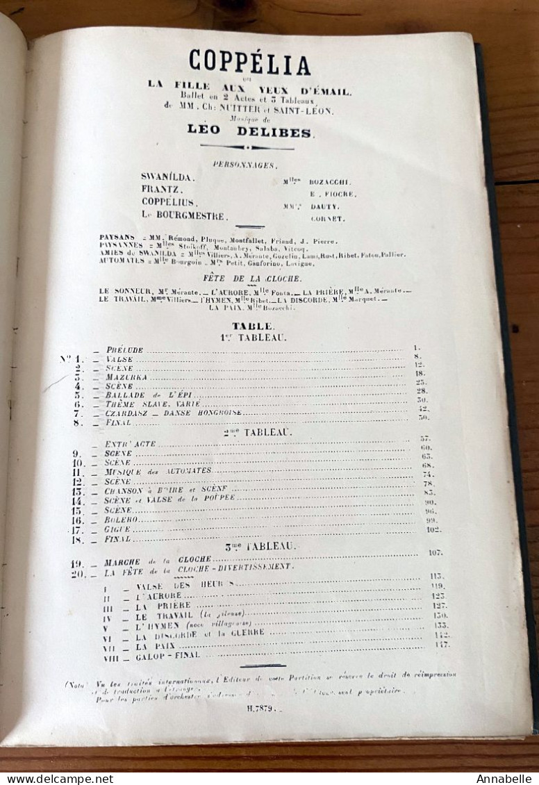 Coppélia Ou La Fille Aux Yeux D'émail (1870 ?) - Musique