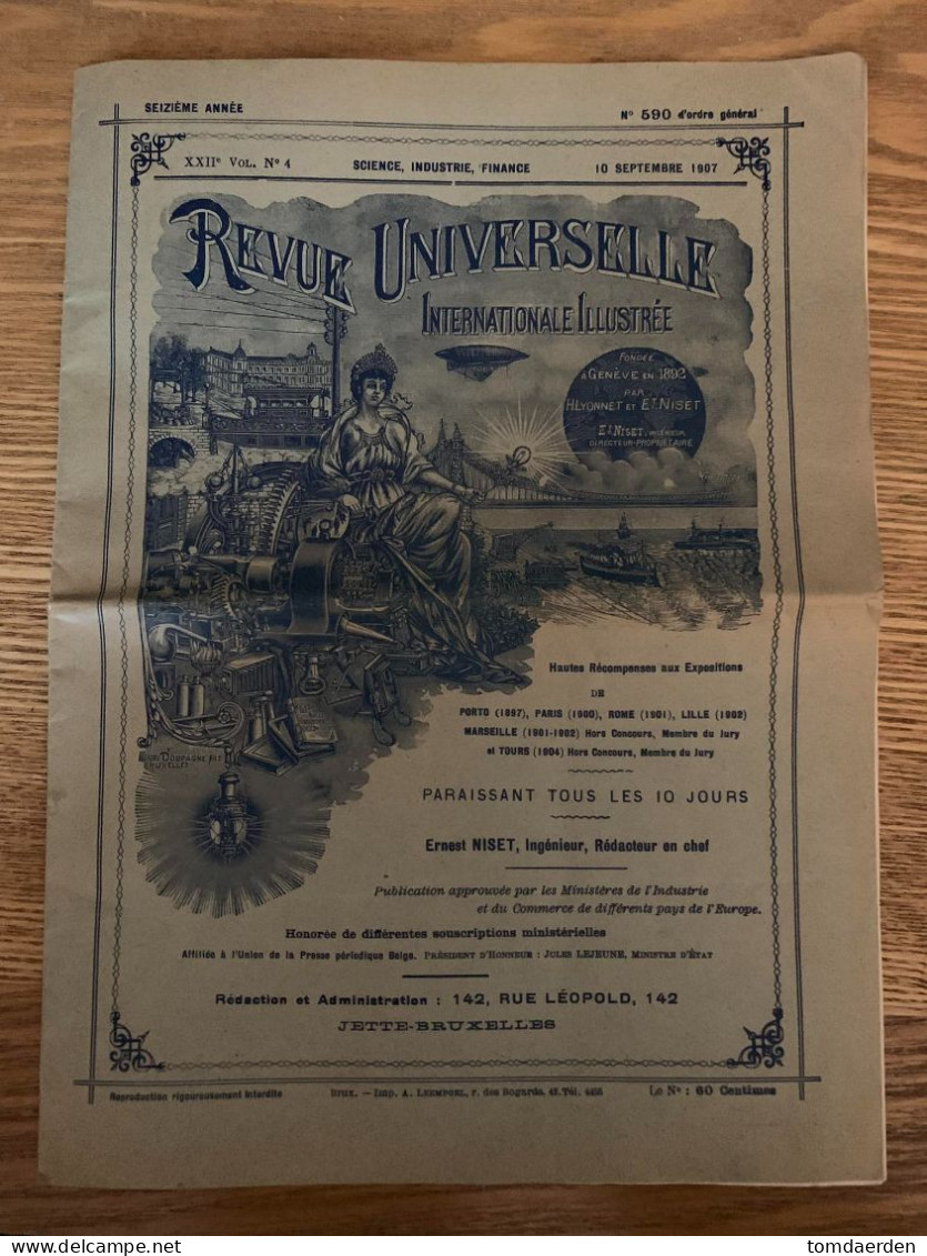 REVUE UNIVERSELLE Ernest Niset Jette - Bruxelles Brussel Nr 590 1907 - Historische Dokumente