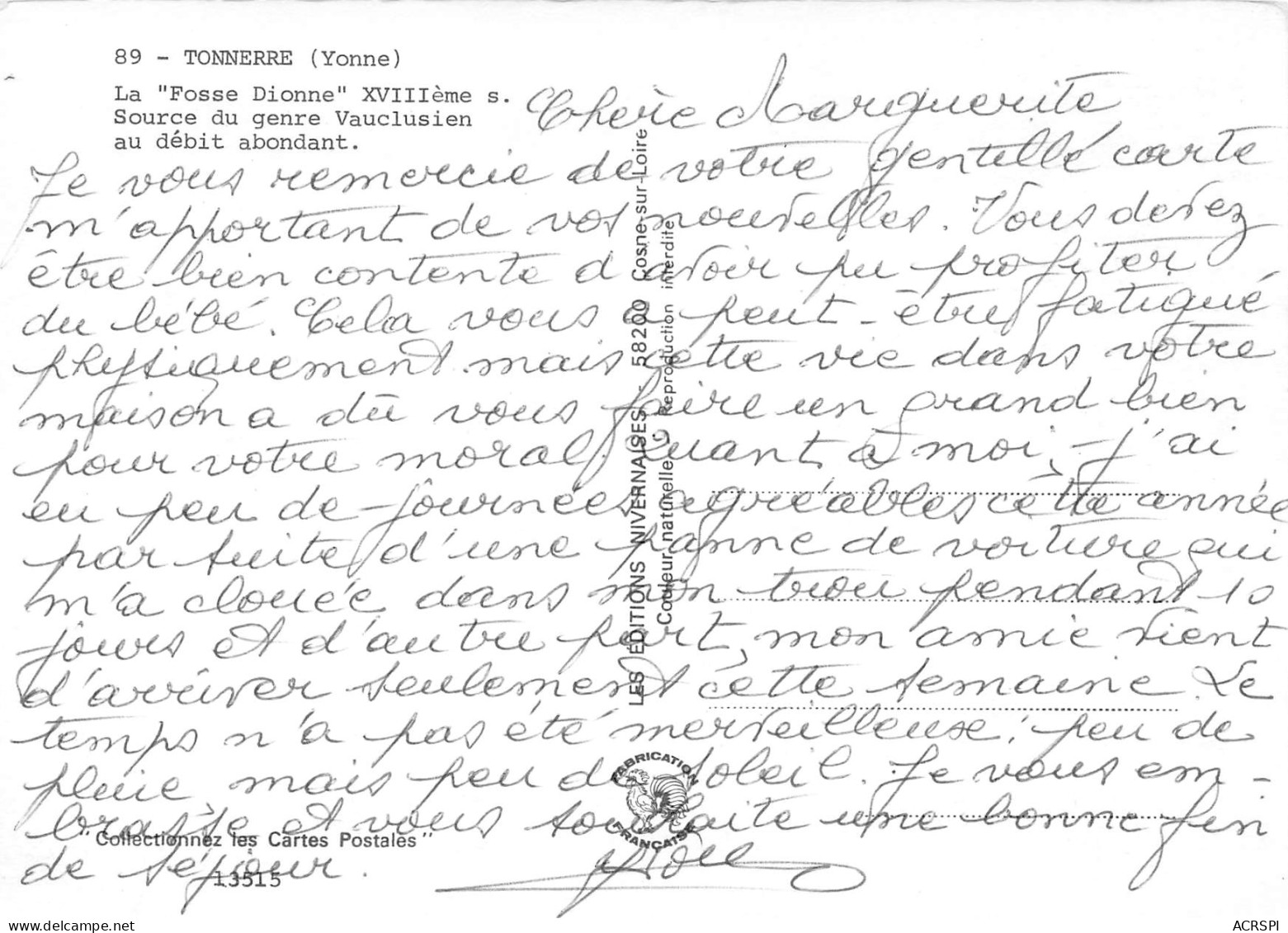 TONNERRE  La Fosse Dionne. Source Du Genre Vauclusien Au Débit Abondant   22 (scan Recto Verso)MG2874 - Tonnerre