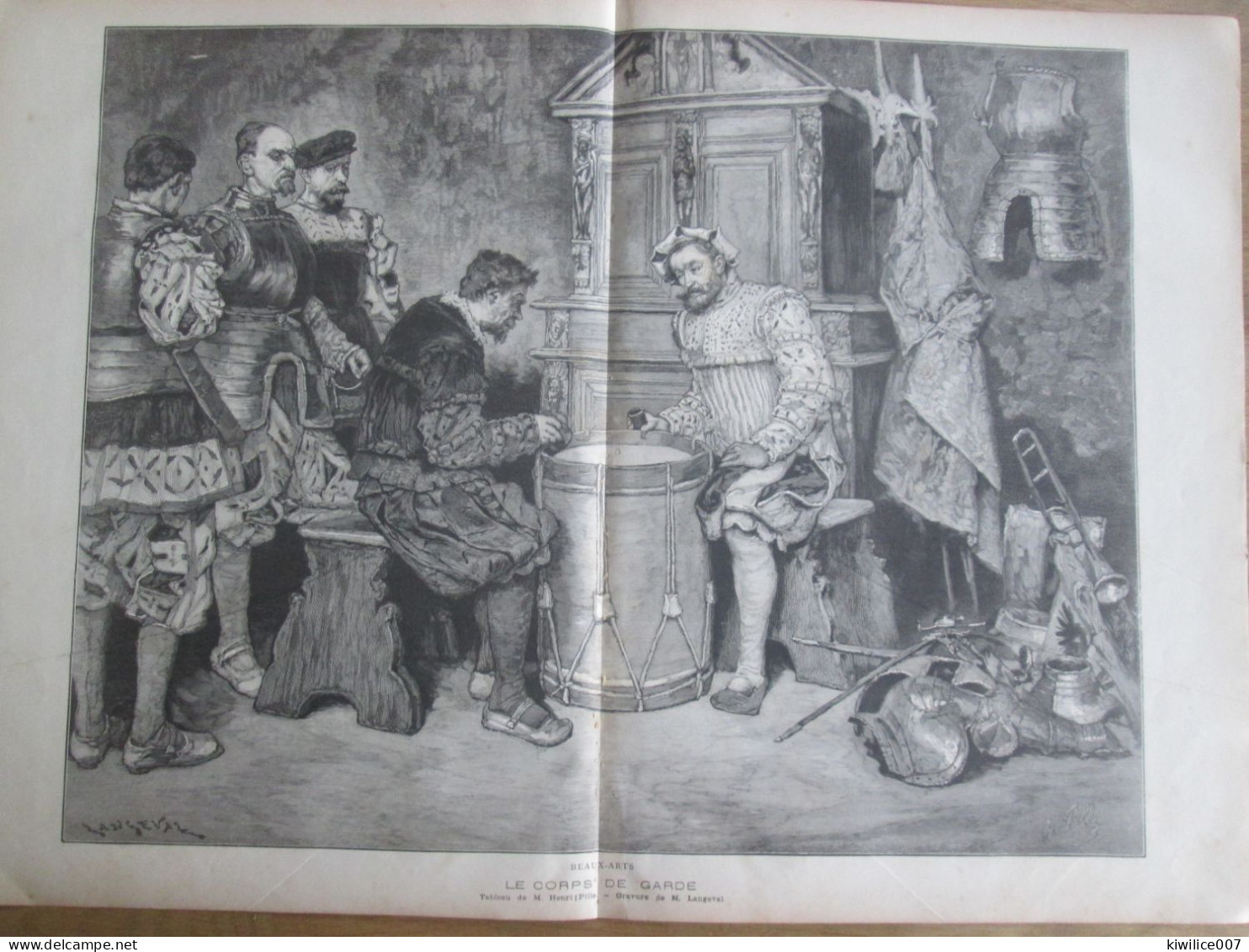 1884  Gravure LE CORPS DE GARDE Tableau De HENRI PILLE - Sin Clasificación