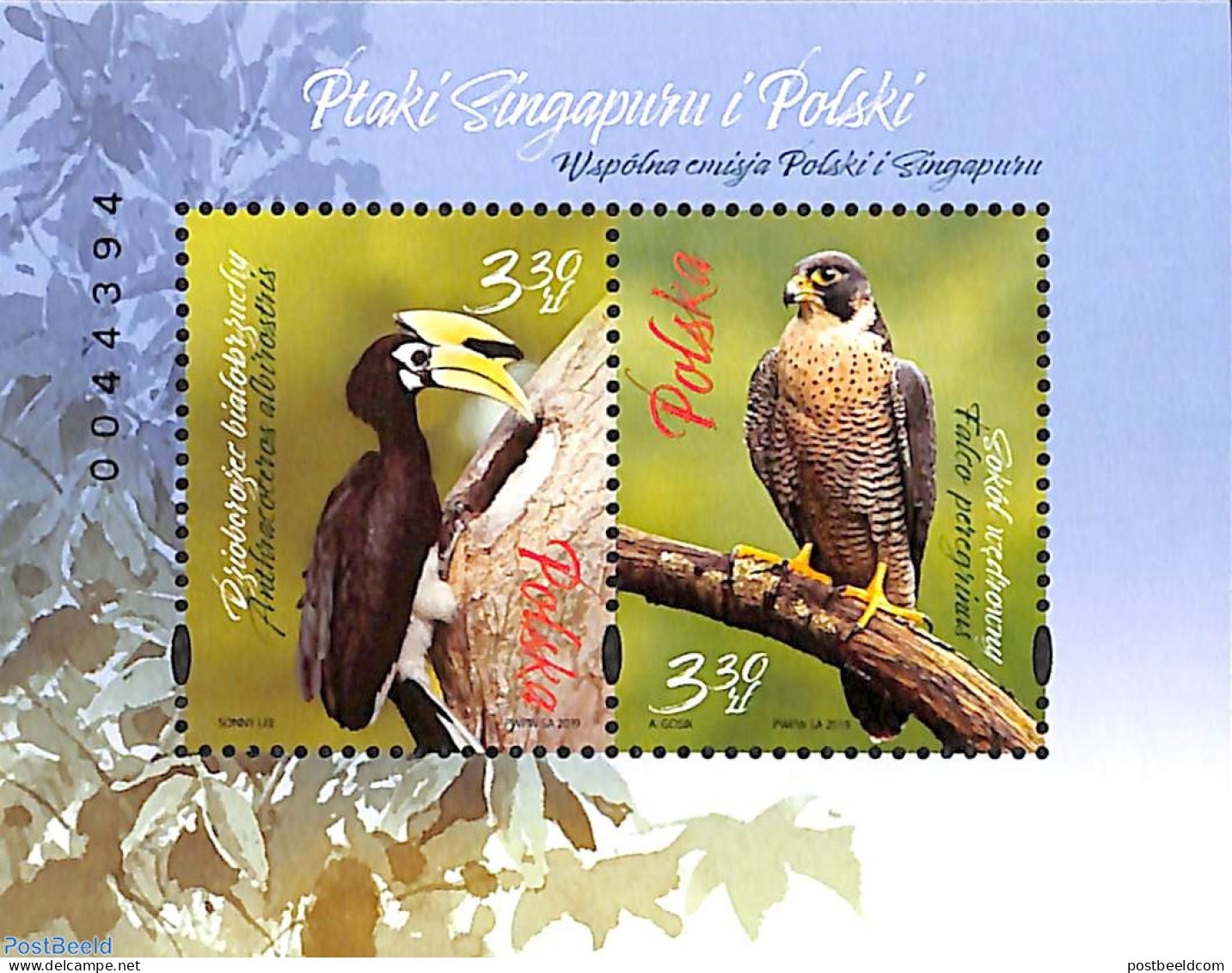 Poland 2019 Birds S/s, Joint Issue With Singapore, Mint NH, Nature - Various - Birds - Joint Issues - Nuevos