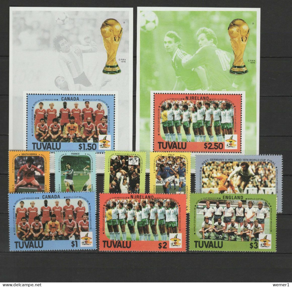 Tuvalu 1986 Football Soccer World Cup Set Of 8 + 2 S/s MNH - 1986 – México