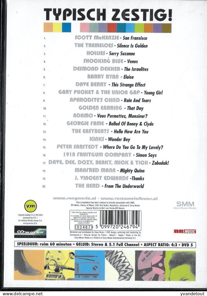 DVD - Typish Zestig. Hollies Tremoloes Golden Earring Shocking Blue Manfred Mann Adam Barry Ryan Dave Berry.... - Concert Et Musique
