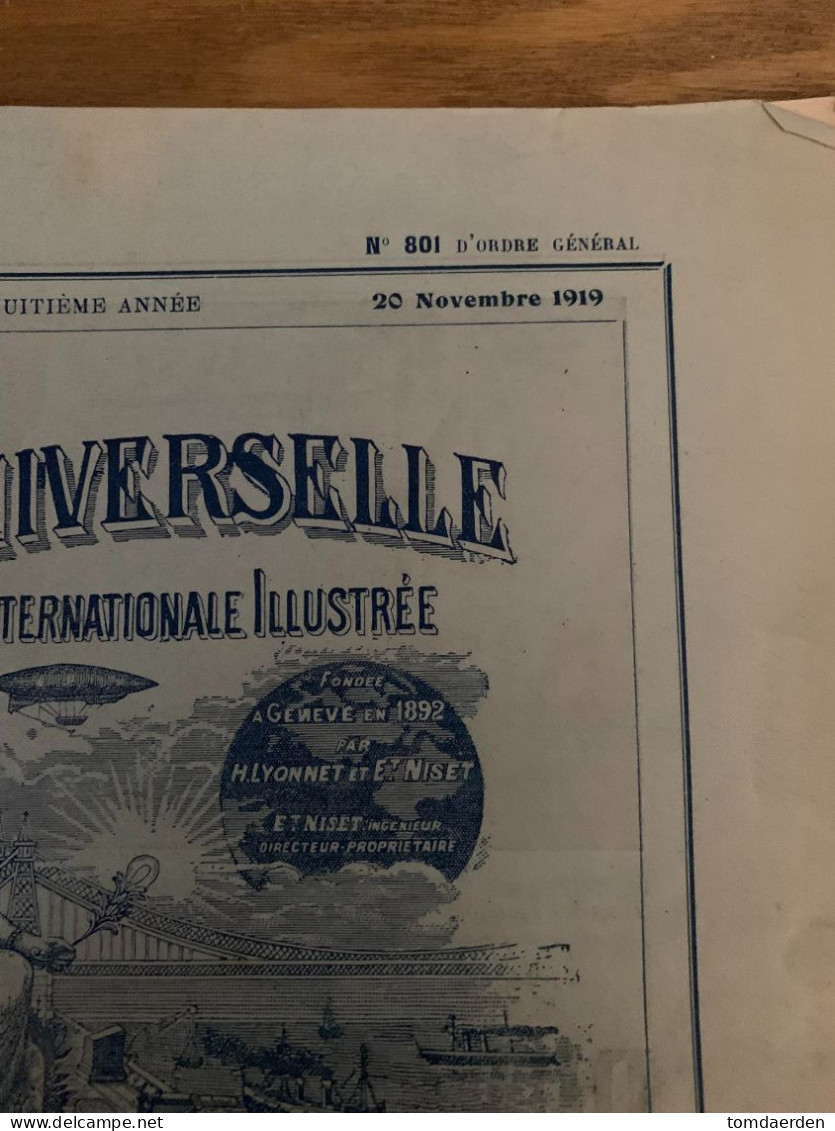 REVUE UNIVERSELLE Ernest Niset Bruxelles Brussel Nr 801 1919 - Historische Dokumente