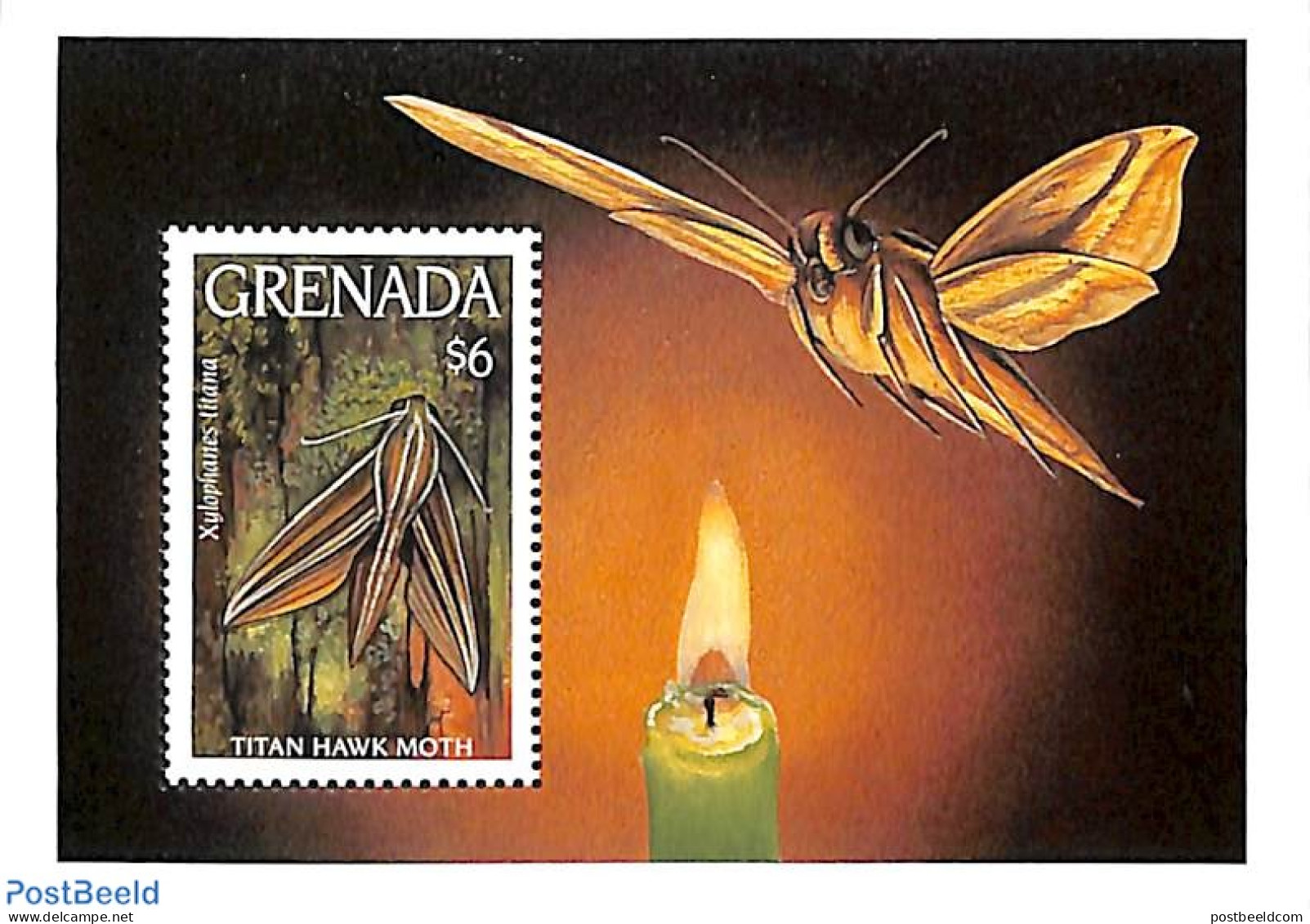 Grenada 1993 Titan Hawk Moth S/s, Mint NH, Nature - Butterflies - Autres & Non Classés