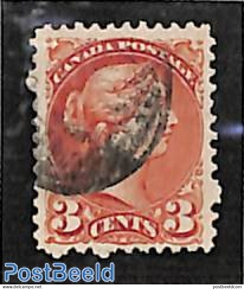 Canada 1870 3c, Copperred, Perf. 12, Used, Used Stamps - Gebraucht
