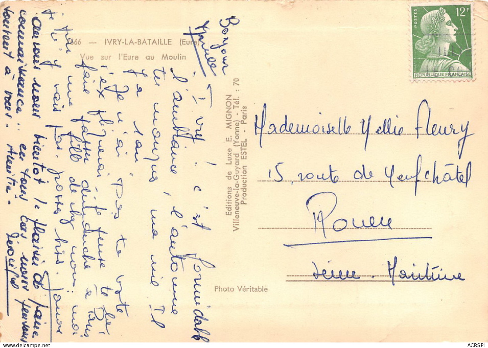 IVRY-LA-BATAILLE  Vue Sur L'eure Au Moulin  25  (scan Recto Verso)MG2878UND - Ivry-la-Bataille