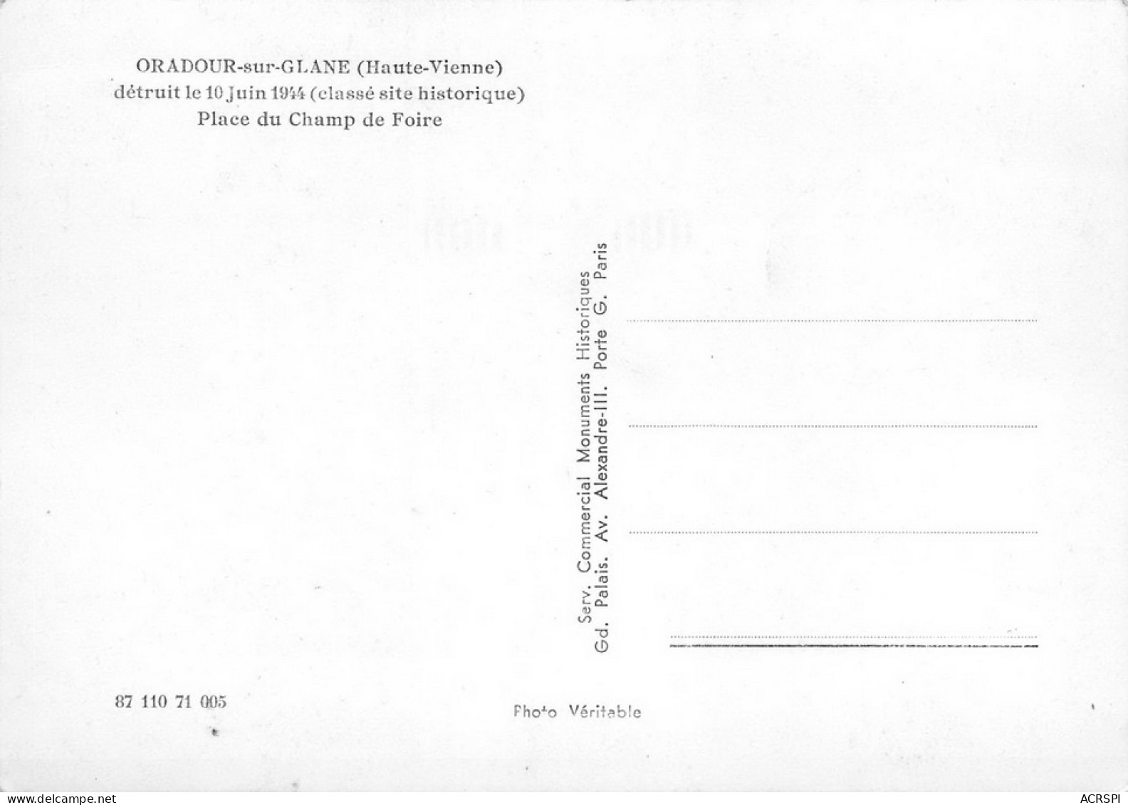 ORADOUR SUR GLANE  Place Du Champ De Foire 28  (scan Recto Verso)MG2878VIC - Oradour Sur Glane