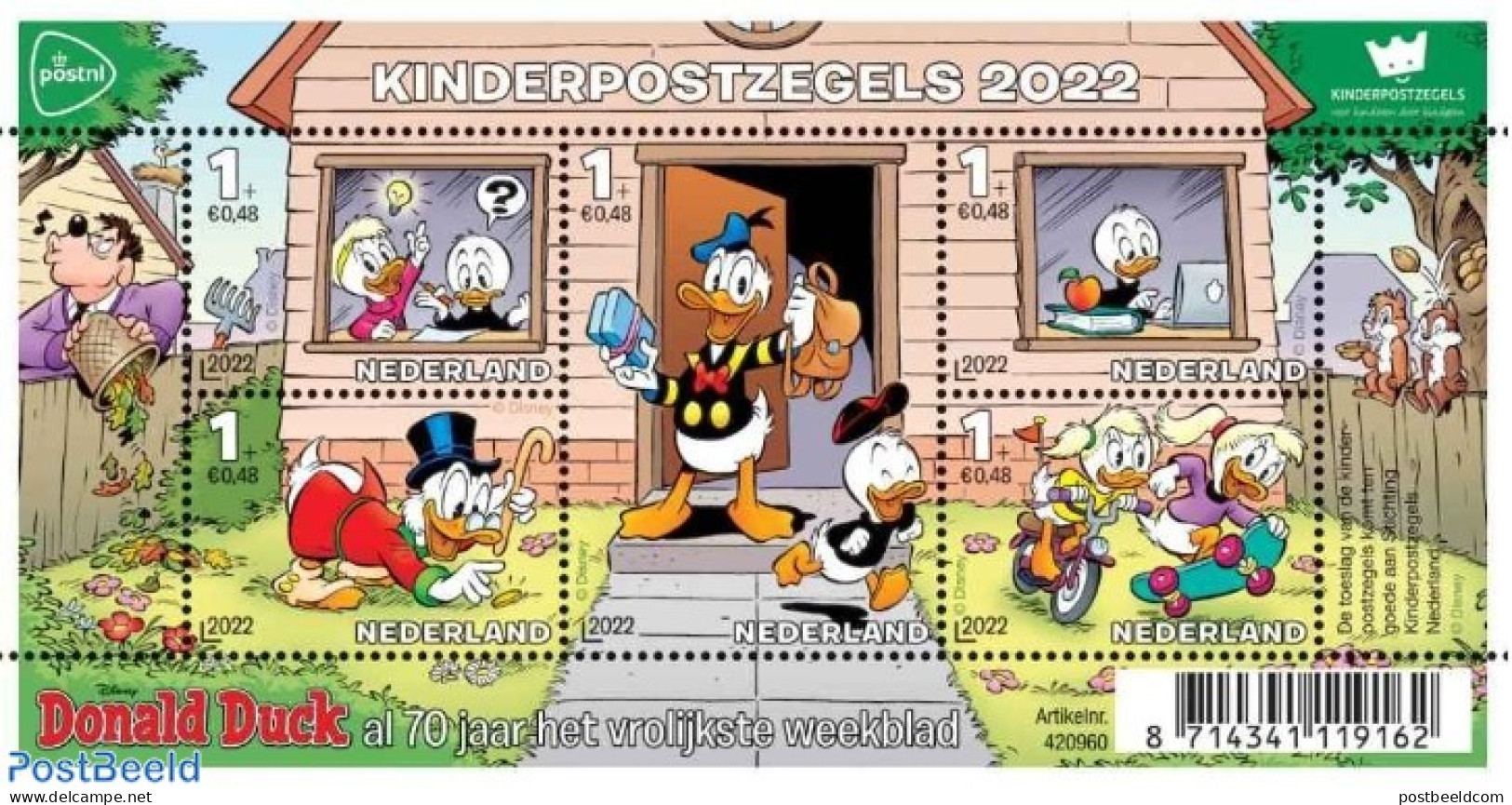 Netherlands 2022 Child Welfare, Disney S/s, Mint NH, Art - Disney - Unused Stamps