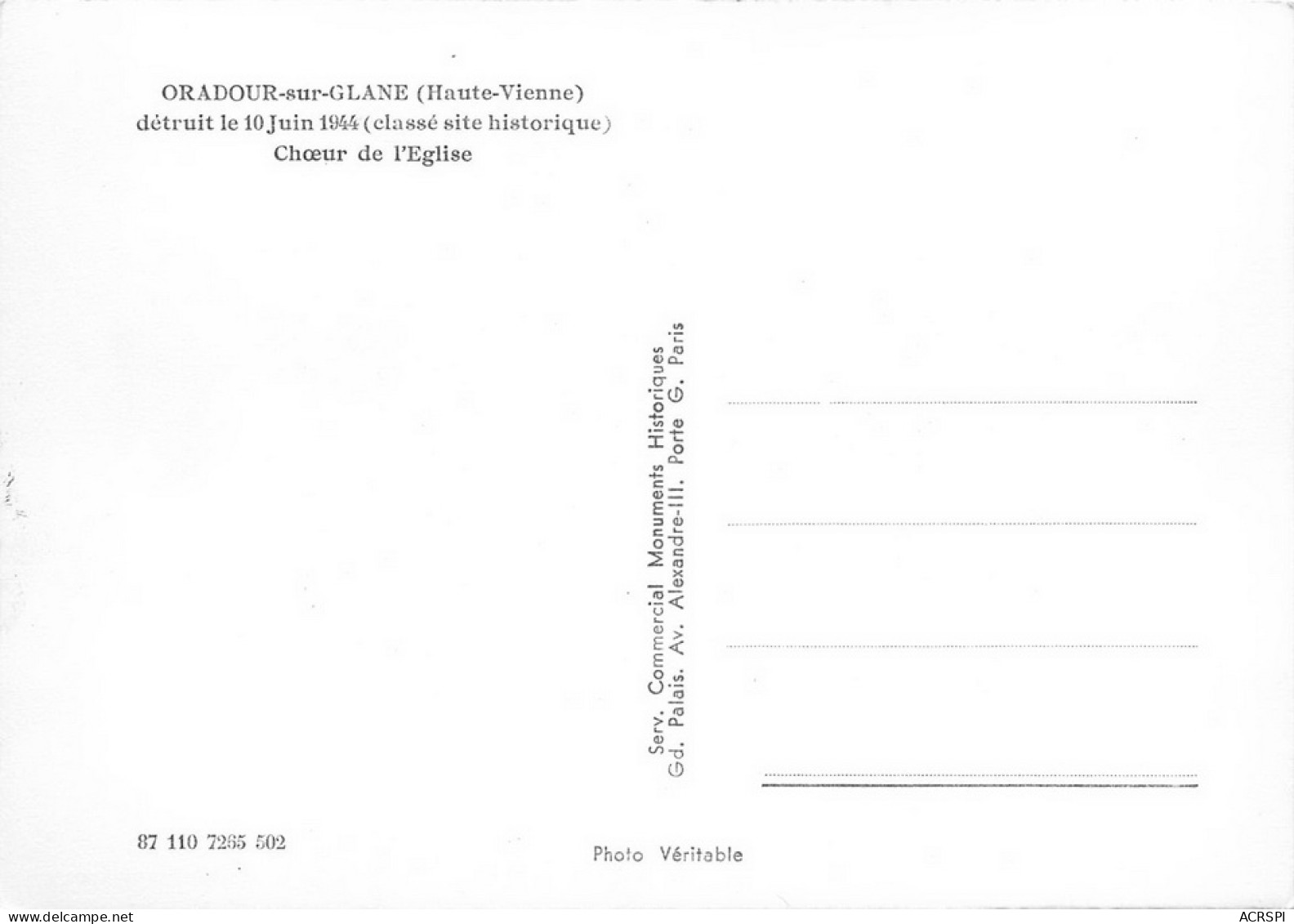 ORADOUR SUR GLANE Choeur De L'eglise  36  (scan Recto Verso)MG2878VIC - Oradour Sur Glane