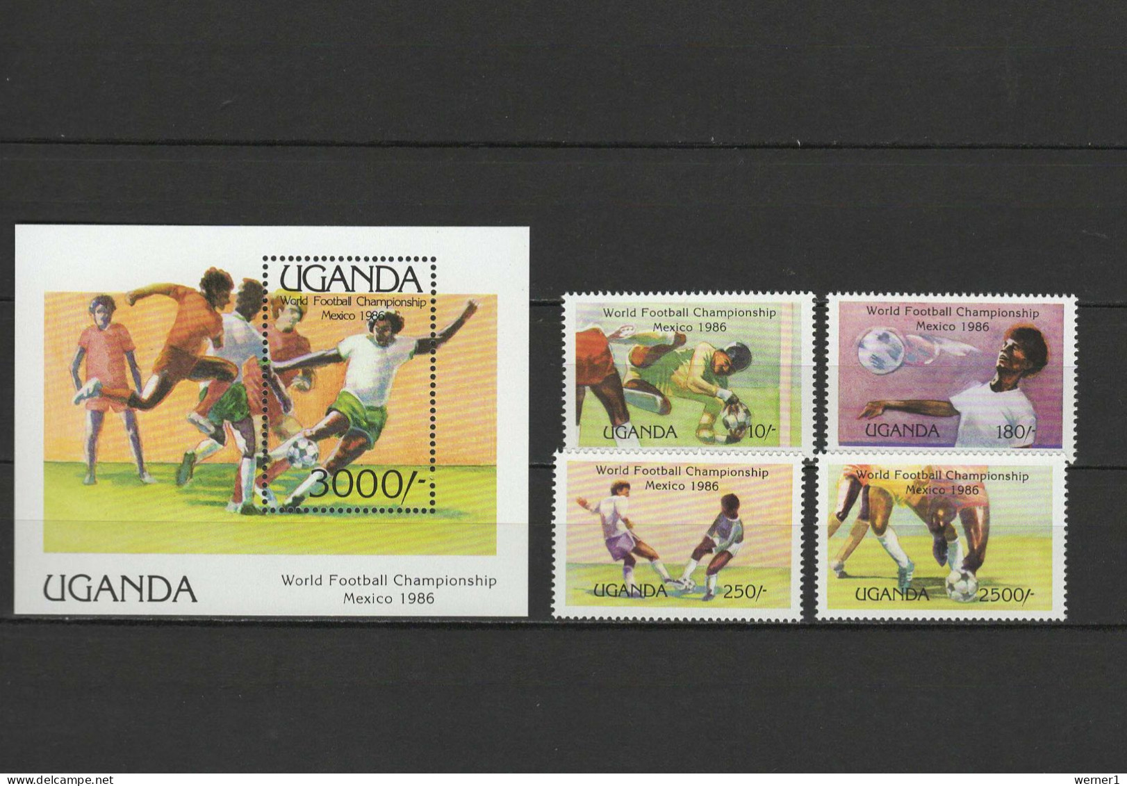 Uganda 1986 Football Soccer World Cup Set Of 4 + S/s MNH - 1986 – Mexico