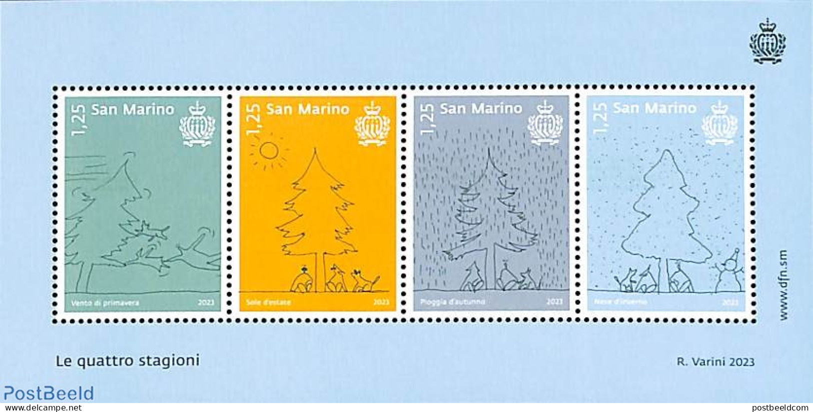 San Marino 2023 Four Seasons S/s, Mint NH, Nature - Trees & Forests - Unused Stamps