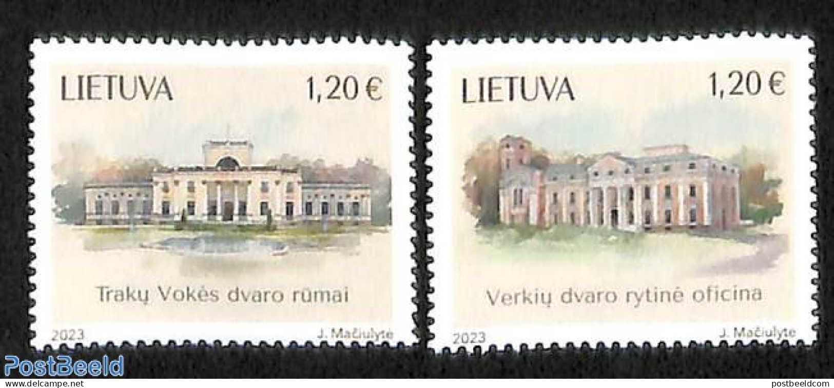 Lithuania 2023 Large Country Houses 2v, Mint NH, Art - Castles & Fortifications - Schlösser U. Burgen
