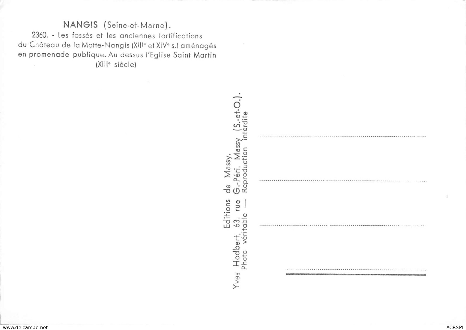 NANGIS Les Fosses Du Chateau De La Motte-Nangis (XIII Et XIV)  2   (scan Recto Verso)MG2882BIS - Nangis