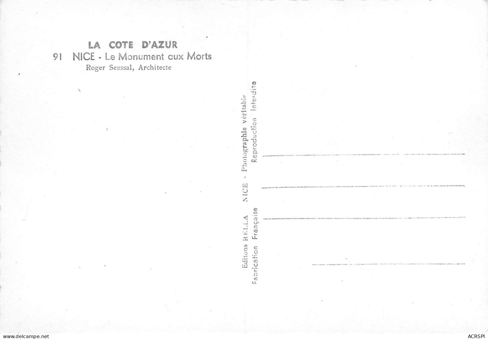 NICE Le Monument Aux Morts   15 (scan Recto Verso)MG2886VIC - Monumenten, Gebouwen