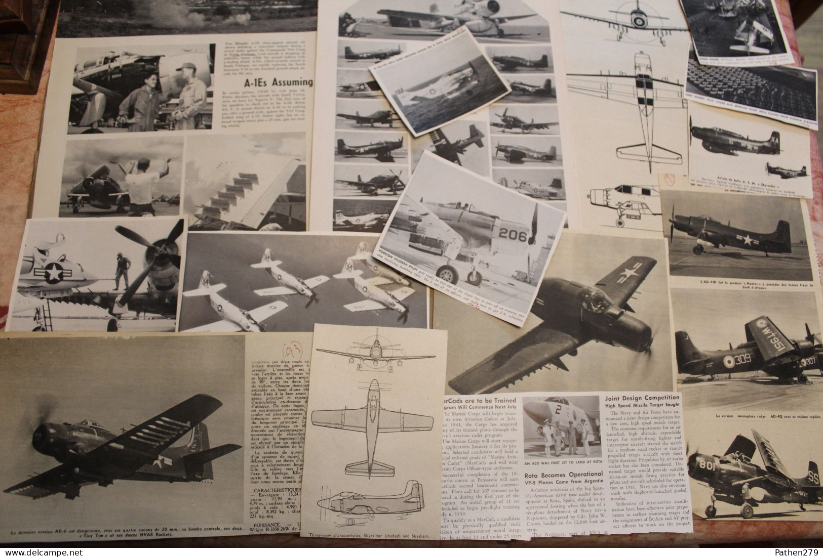 Lot De 194g D'anciennes Coupures De Presse Et Photo De L'aéronef Américain Douglas AD "Skyraider" - Aviazione