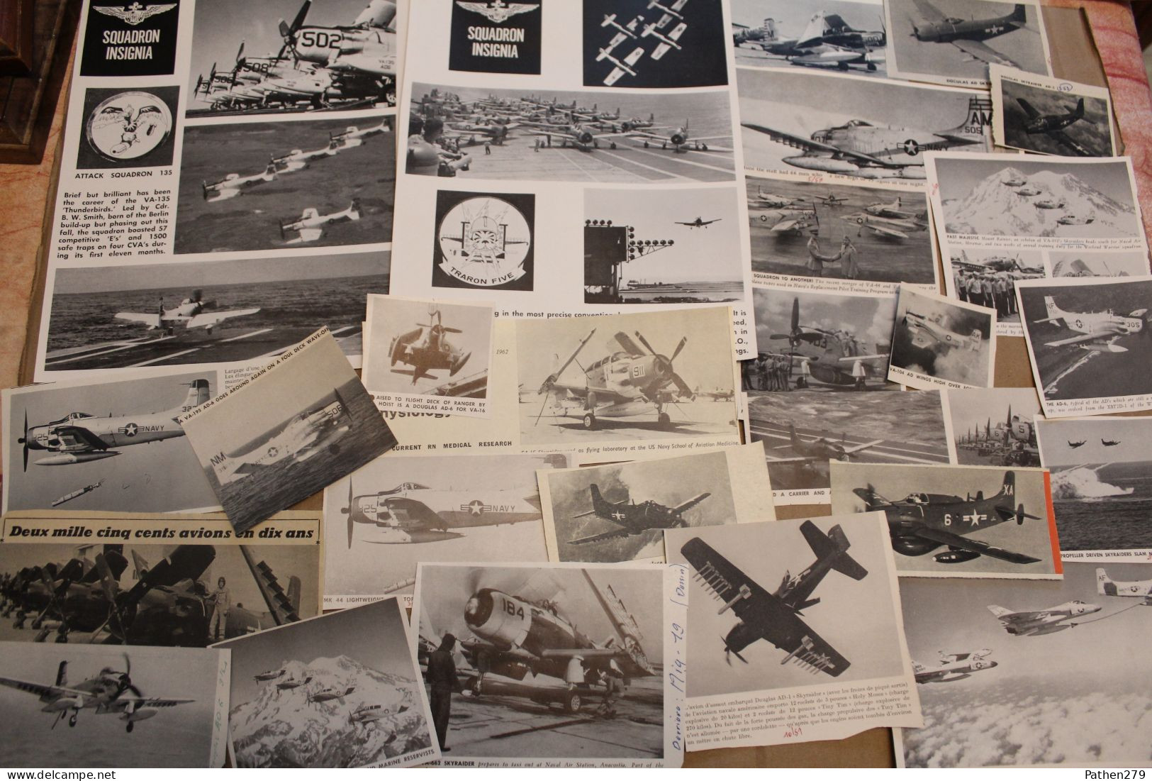 Lot De 194g D'anciennes Coupures De Presse Et Photo De L'aéronef Américain Douglas AD "Skyraider" - Fliegerei