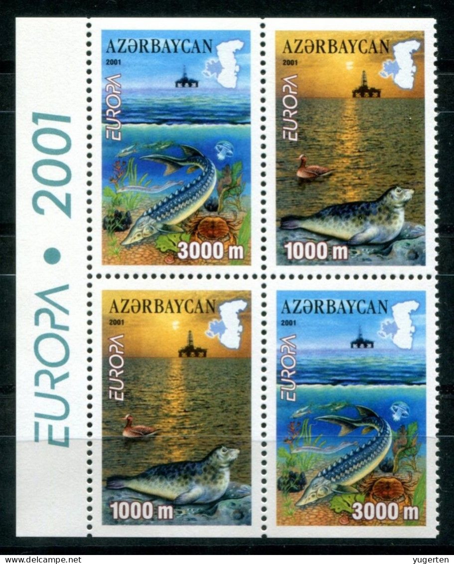 AZERBAIDJAN AZERBAIJAN - 2001 - 4v - MNH - EUROPA -   Water Resources - Fish - Seal - Poissons - Wasser - Acqua - Agua - 2001