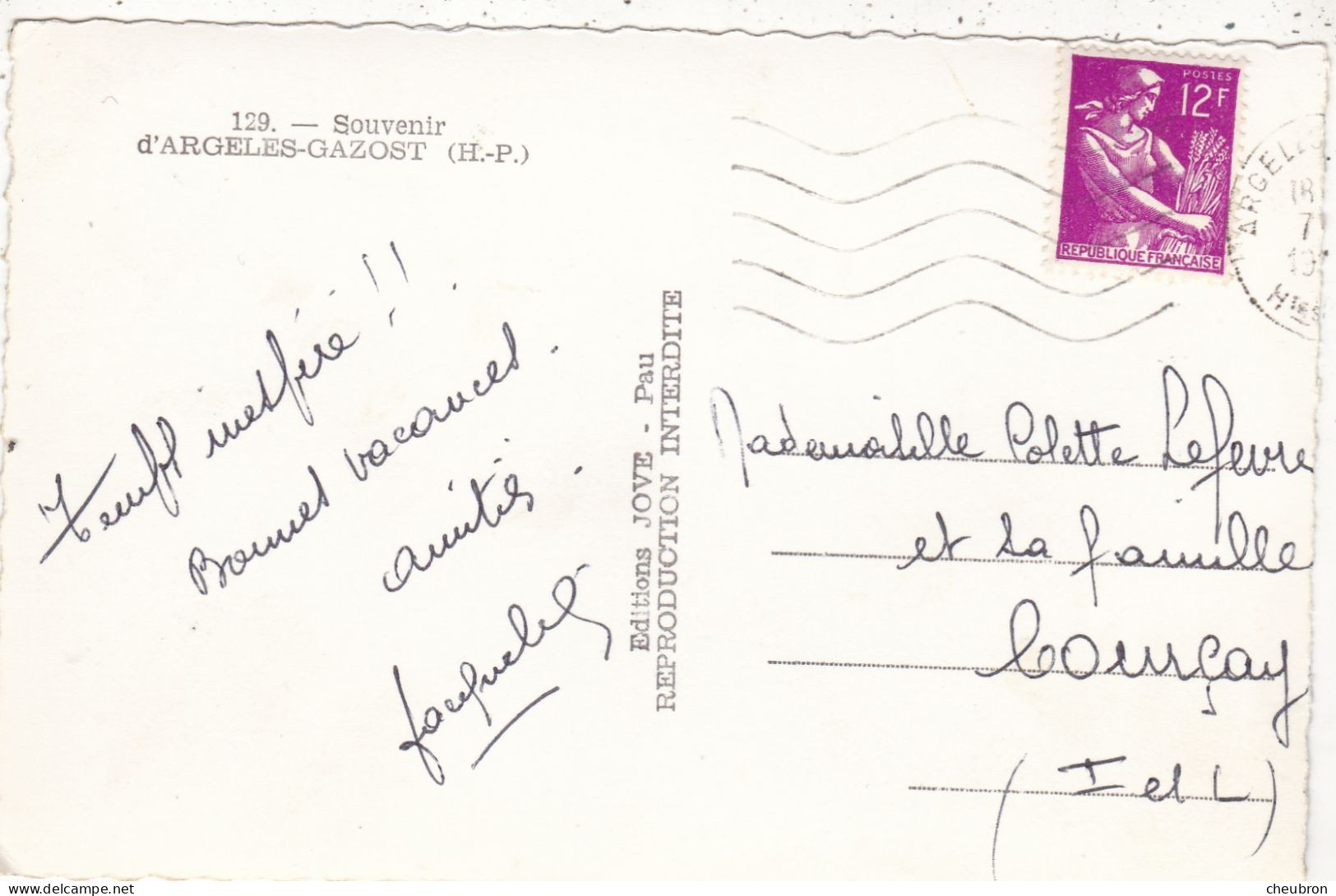 65. ARGELES GAZOST . CPA . Edit JOVE. MULTIVUES " SOUVENIR D'ARGELES GAZOST" 4 MINI CPA ET CHIEN  . ANNEES 50 + TEXTE - Argeles Gazost