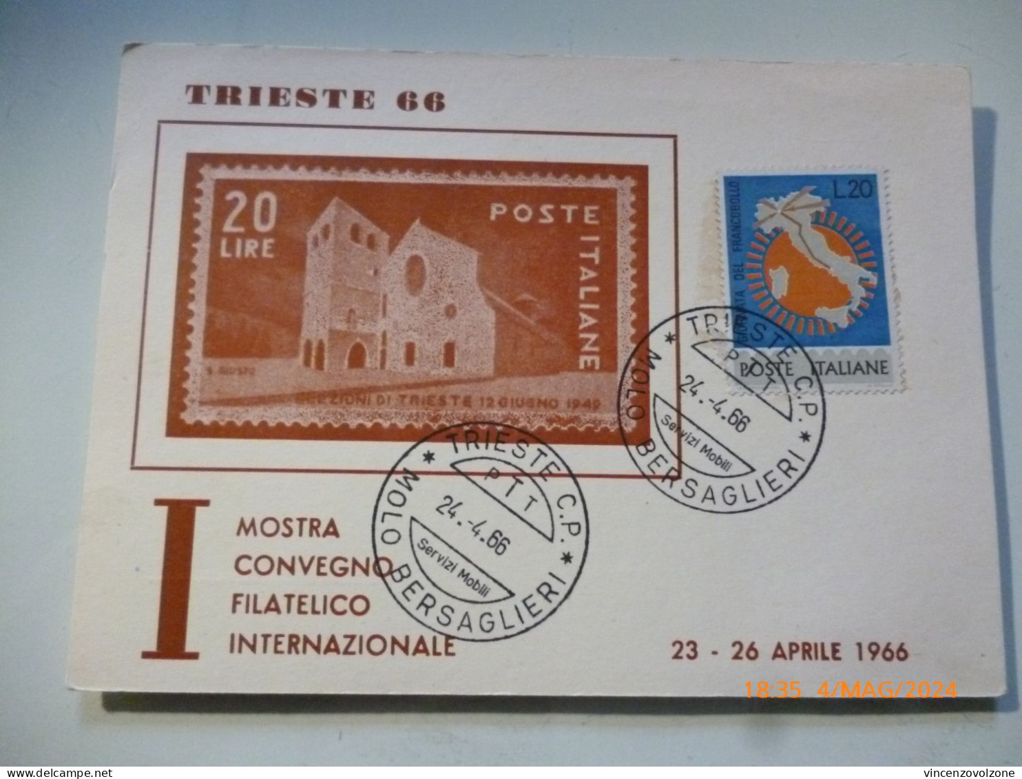Cartolina Postale Viaggiata  "TRIESTE '66 Mostra Convegno Filiatelico Internazionale" - 1961-70: Marcofilia