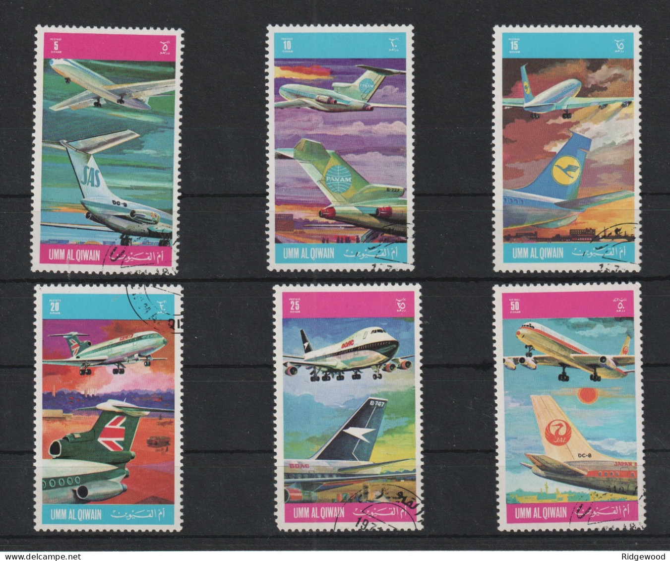 1972 Umm Al Qiwain, Mi-603A-608A : International Airlines / Aviation Set CTO - Umm Al-Qiwain