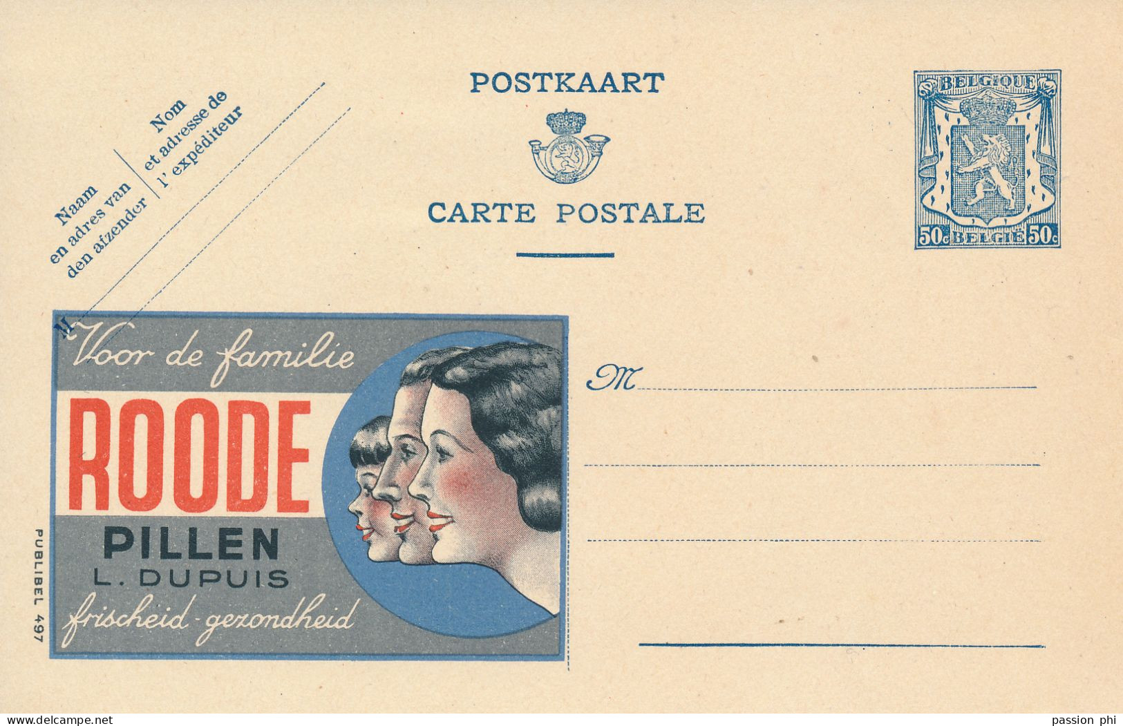 BELGIUM PPS 50C BLUE "SCEAU D'ETAT" SBEP PUBLIBEL 497 UNUSED - Publibels