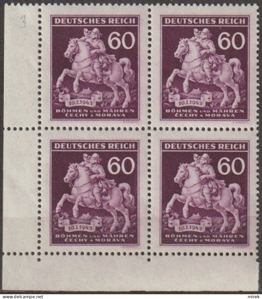 17/ Pof. 102, Dark Brown Violet; Border 4-block, Print Plate 3 - Neufs