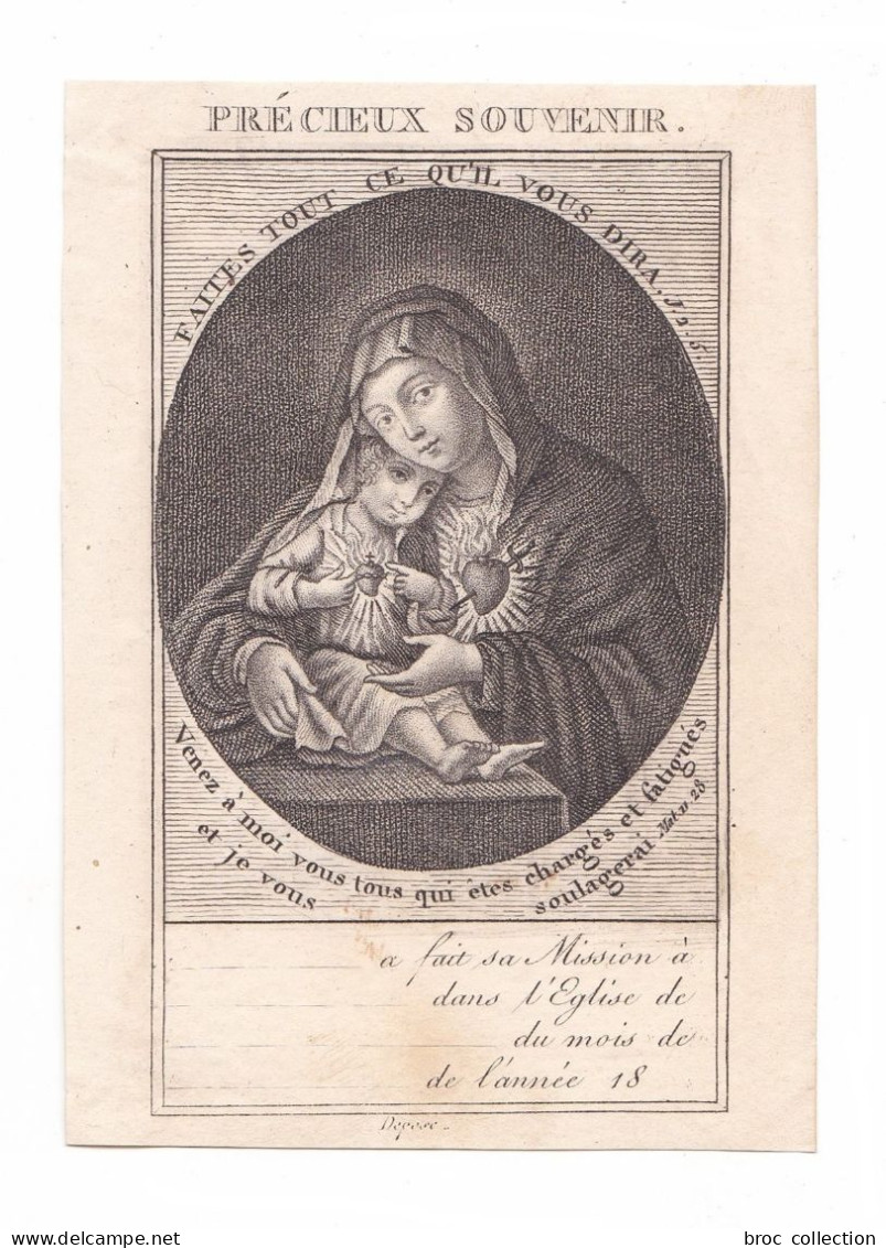 Vierge à L'Enfant, Sacré Coeur De Jésus Et Saint Coeur De Marie, Gravure Ancienne - Images Religieuses