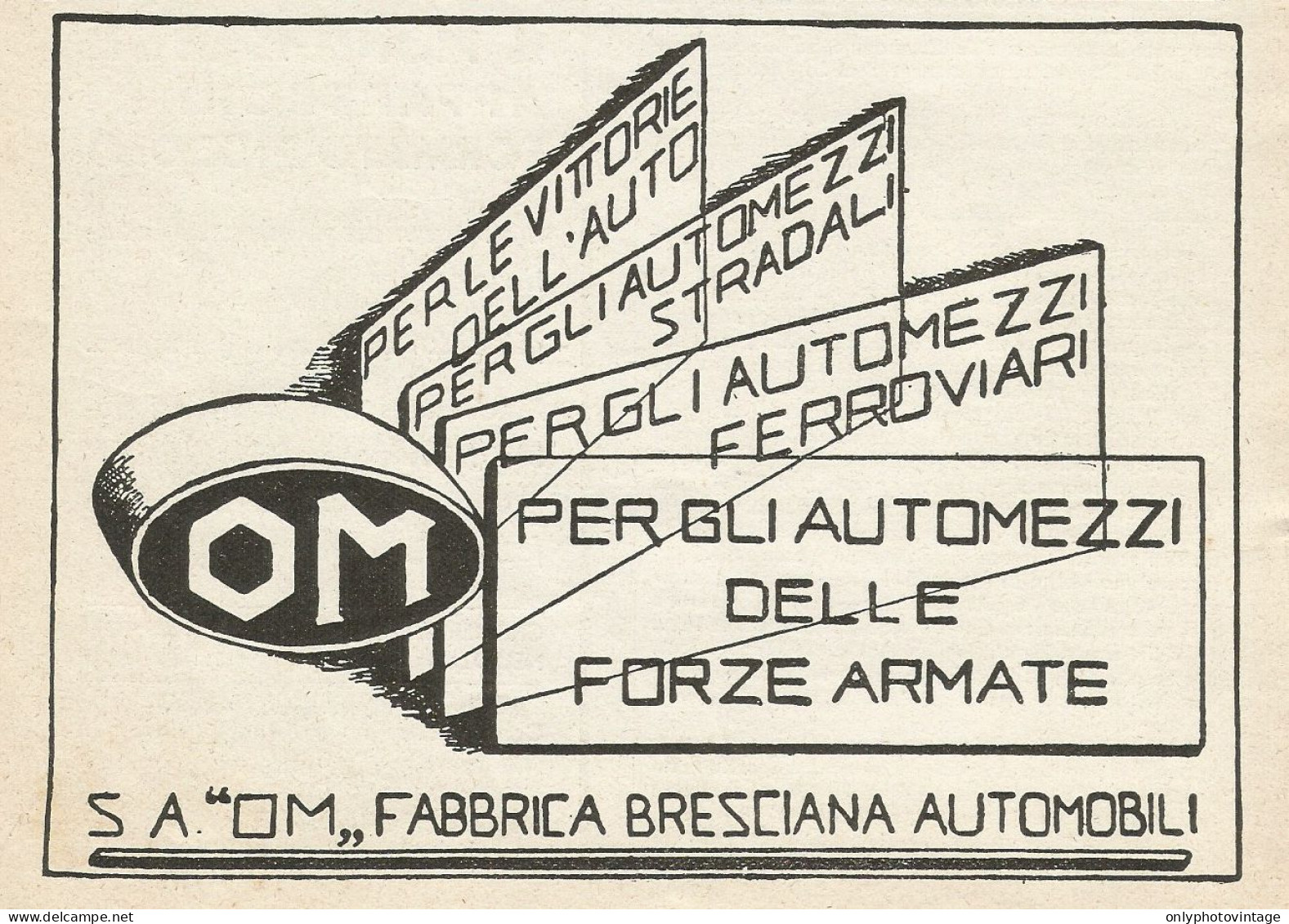 OM Per Gli Automezzi Delle Forze Armate - Pubblicità 1937 - Advertising - Pubblicitari